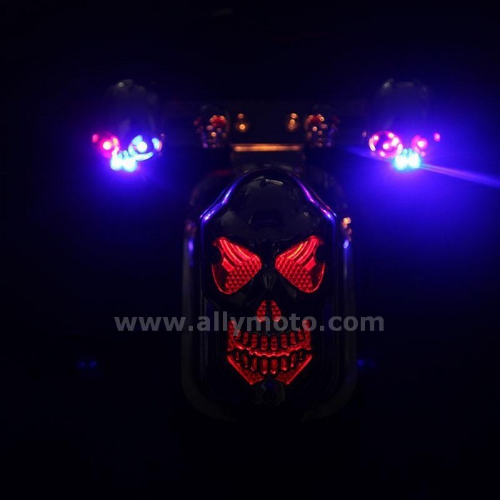 6 3D Skull Light Integrated Rear Tail Strobe License Plate Bolt Set Universal Harley Atv Quad@3